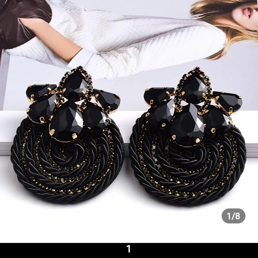Black and gold crystal earrings